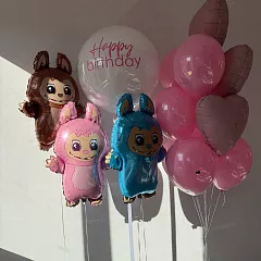 Набор шаров с фигурами Лабубу и шаром-баблс «Happy Birthday»