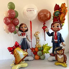 Оформление шарами на 1 сентября с ходячими фигурами и цифрой «1»