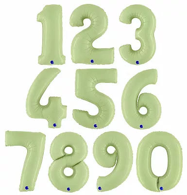 Оливковая фольгированная цифра, 102 см, сатин