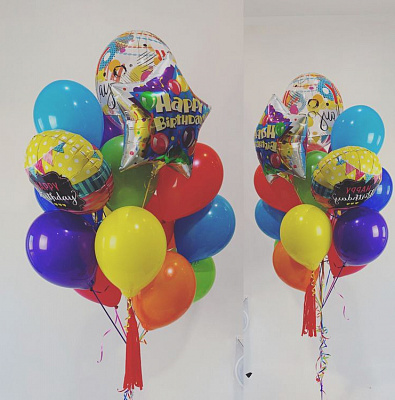 Фонтаны из цветных шаров на день рождения