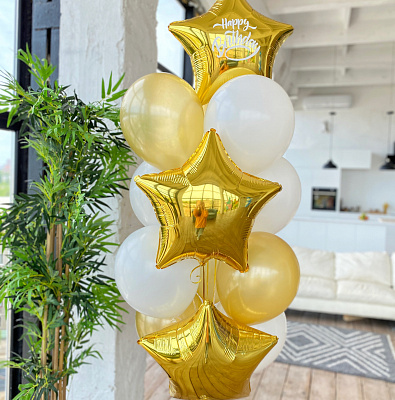 Фонтан из шаров на день рождения, золотой
