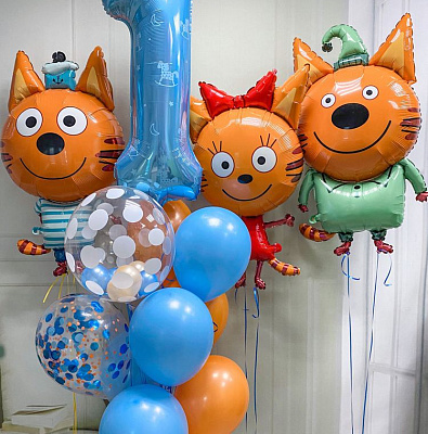 Сет из шаров с героями мультфильма "Три кота"
