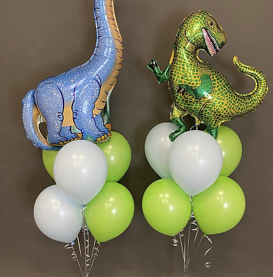 Фонтаны из шаров с Тиранозавром и Диплодоком