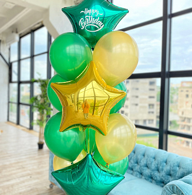 Фонтан из шаров на день рождения, зеленый