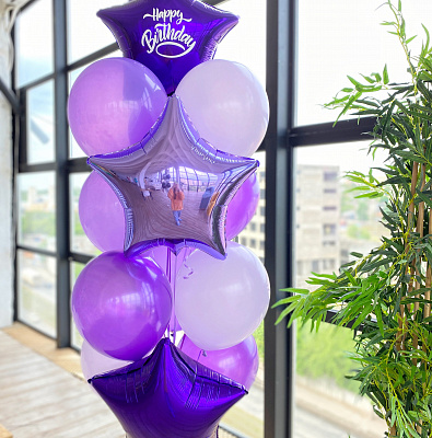 Фонтан из шаров на день рождения, фиолетовый
